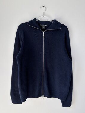 The Cashmere Project Navy Full Zip Cashmere Sweater Quiet Luxury Luxe